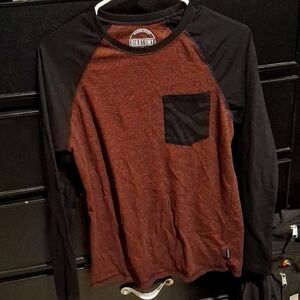 Mens Black and Maroon Baseball Style Long Sleeve